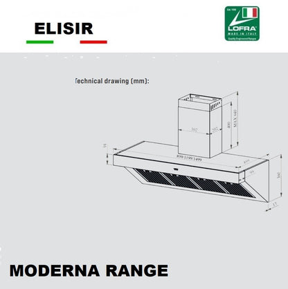 Lofra Rainbow Moderna Elisir Cooker Hood Extractor Fan (Multiple Size Options)