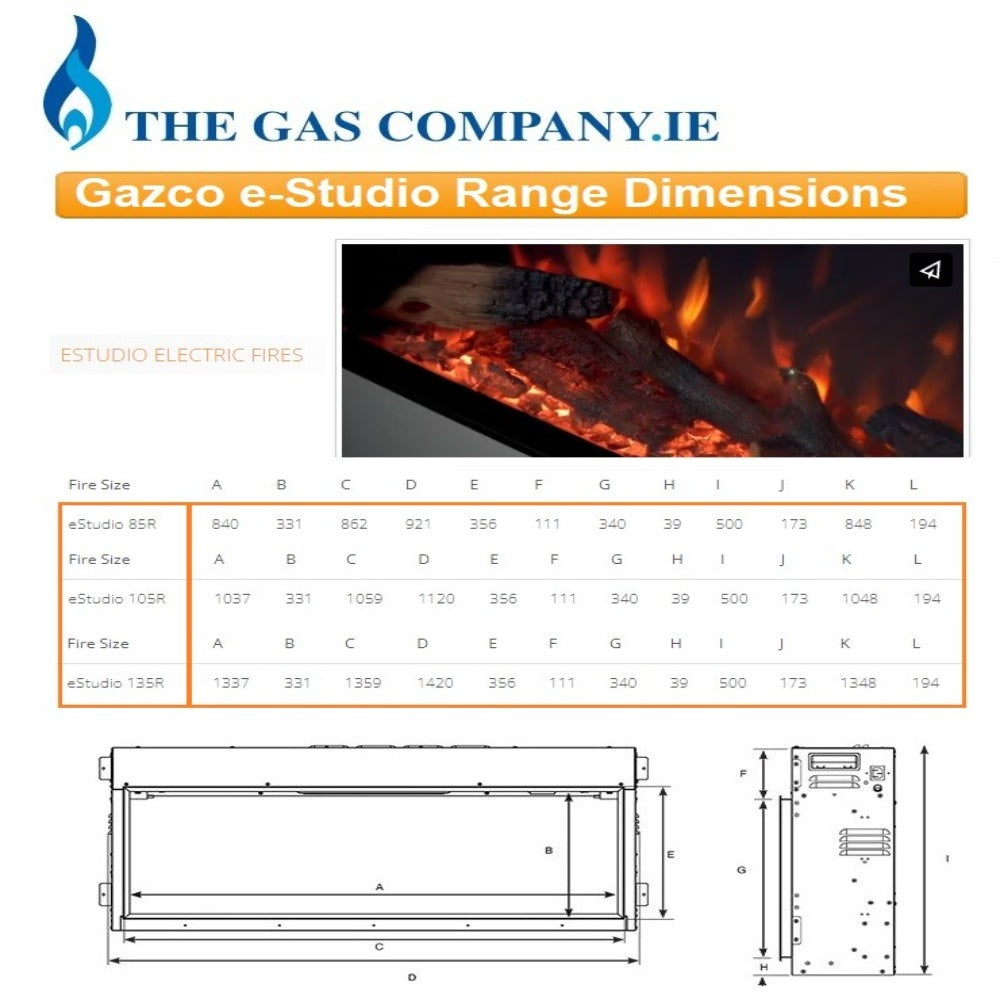 Gazco eStudio 85R Inset Electric Fires