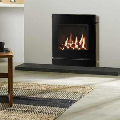 Gazco Logic HE Balanced Flue Coal Effect Gas Fire with Designio2 Black Glass Frame