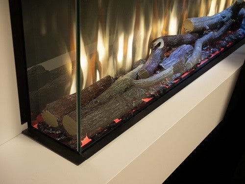 C&J iRange i1500e Slimline Multi-Sided Electric Fire with REAL CHOPPED WOOD LOGS