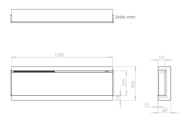 C&J iRange i1500e Slimline Multi-Sided Electric Fire with REAL CHOPPED WOOD LOGS