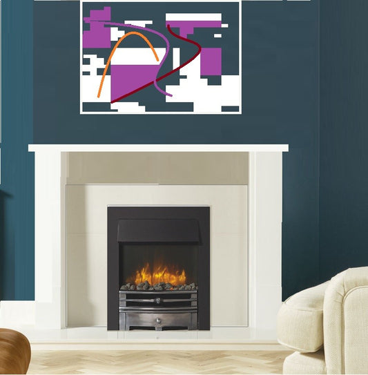 Gazco Logic2 Remote Control Electric Fire with Black Frame & Chartwell Brushed Steel Front