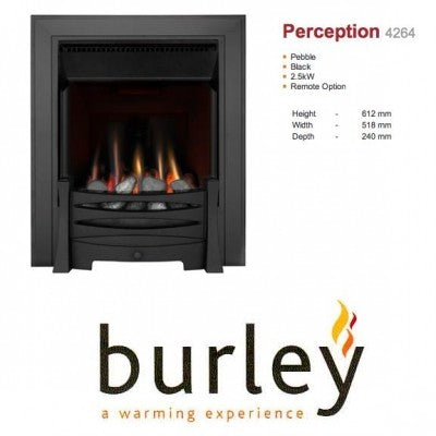 Burley Perception Flueless Coal Effect Gas Fire with Black Frame - Manual Control & LPG Only