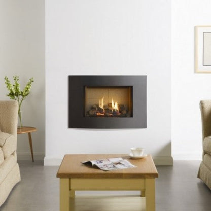 Gazco Riva2 500 Balanced Flue Log Effect Gas Fire with Verve XS Graphite Frame