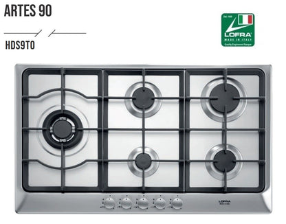 Lofra Artes 90 HDS9E0 5 Burner Gas Hob Left Side Wok Burner 90cm