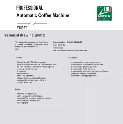 Lofra Professional Integrated Coffee Machine Stainless Steel 60cm YB166T