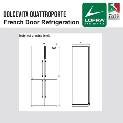 Lofra Dolcevita GFR NM 817 Black French 4 Door Frost Free Refrigerator Fridge Freezer 80cm