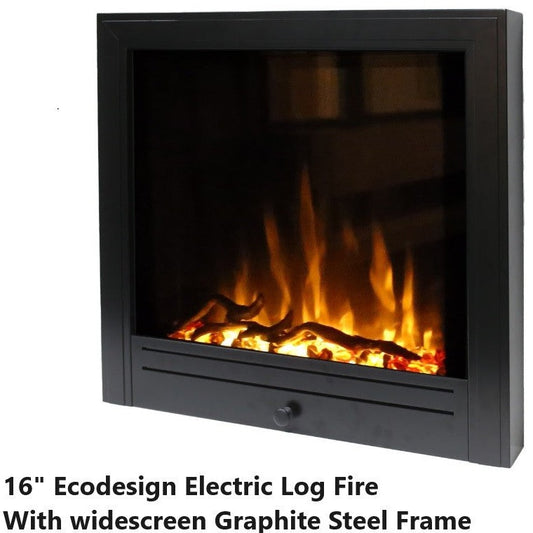 Ecodesign 16" Widescreen Electric Log Effect Fire with Anthracite Frame