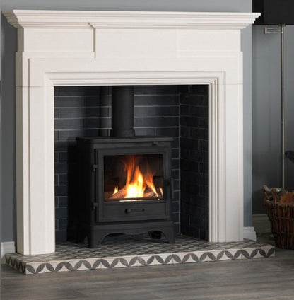 Penmann Conventional Flue Natural Gas Log Effect Gas Stove - Matt Black with Skirted Legs