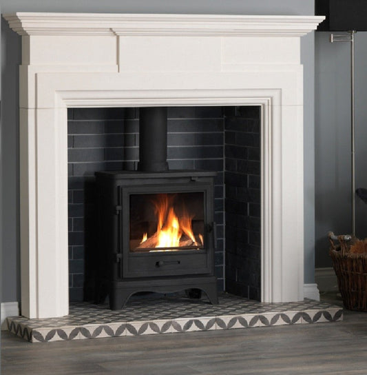 Penmann Conventional Flue Natural Gas Log Effect Gas Stove - Matt Black with Skirted Legs