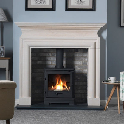 Penmann Conventional Flue Natural Gas Log Effect Gas Stove - Matt Black with Contemporary Legs