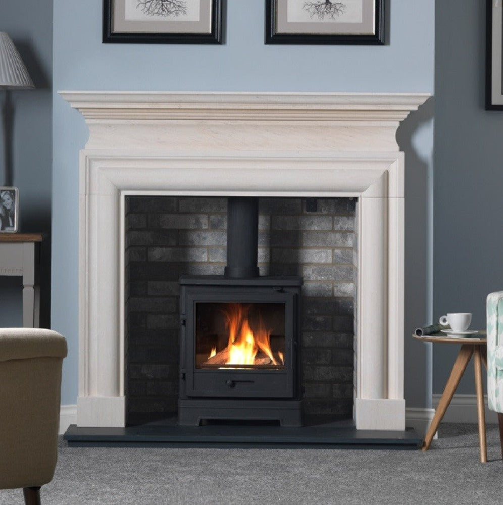 Penmann Conventional Flue LPG Log Effect Gas Stove - Matt Black with Contemporary Legs