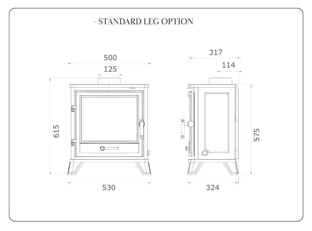 Penmann Conventional Flue Natural Gas Log Effect Gas Stove - Cream Enamel with Contemporary Legs