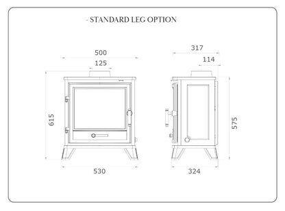 Penmann Conventional Flue Natural Gas Log Effect Gas Stove - Cream Enamel with Contemporary Legs