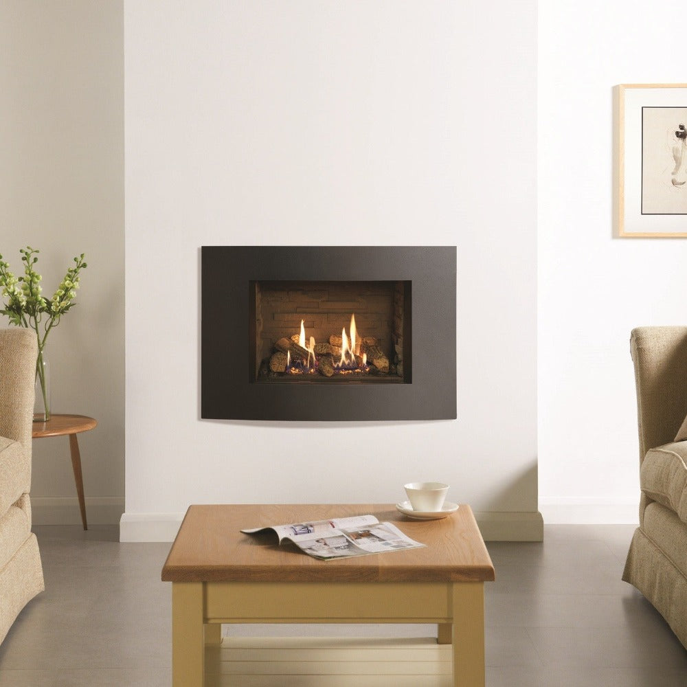 Gazco Riva2 500 Conventional Flue Log Effect Gas Fire with Verve XS Graphite Frame