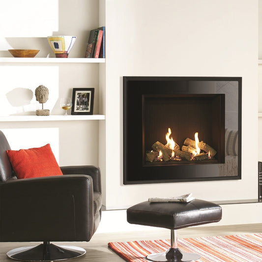 Gazco Riva2 750HL Conventional Flue Log Effect Gas Fire with Evoke Glass Frame