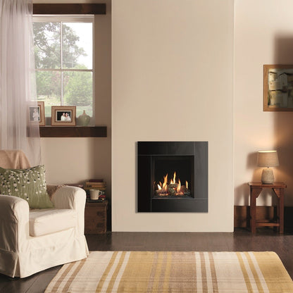 Gazco Riva2 400 Conventional Flue Gas Fire with Icon XS Black Glass Frame