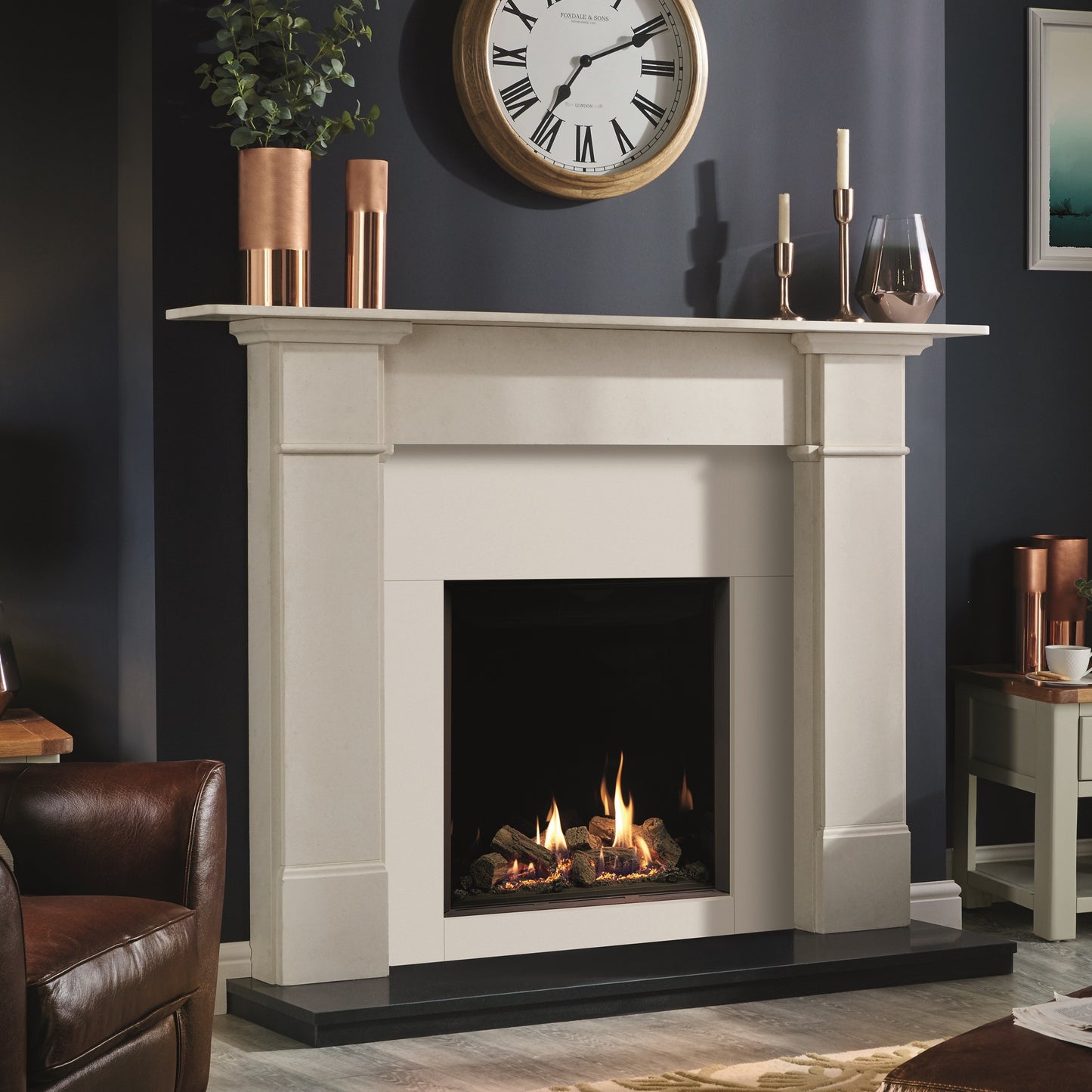 Gazco Riva2 600HL Conventional Flue Log Effect Gas Fire with Edge Frame