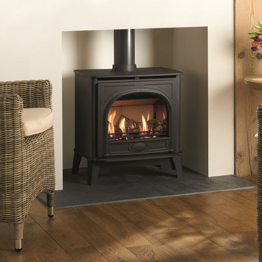 Gazco Medium Stockton2 Balanced Flue Log Gas Fire in Black