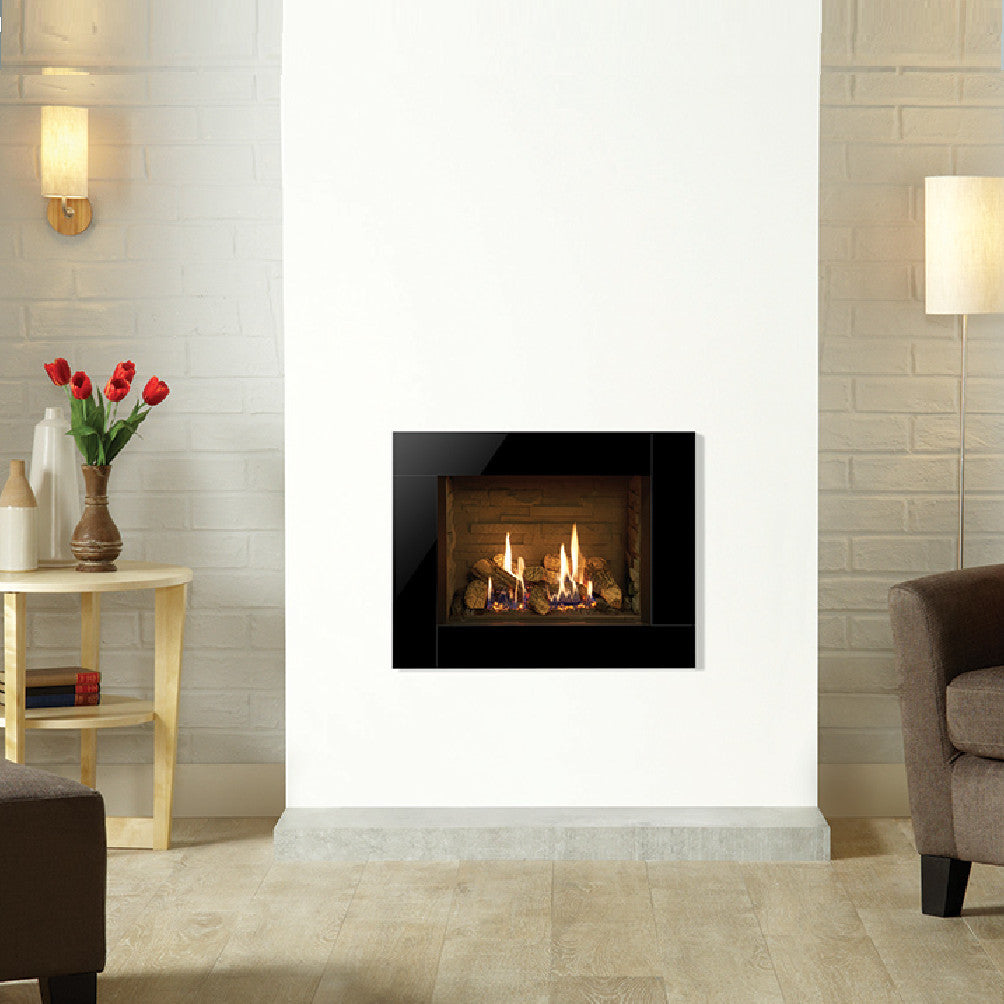 Gazco Riva2 500 Conventional Flue Log Effect Gas Fire with Icon XS Black Glass Frame