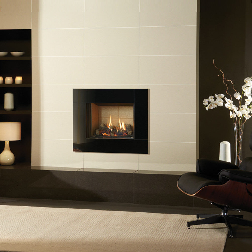 Gazco Riva2 500 Conventional Flue Log Effect Gas Fire with Icon XS Black Glass Frame