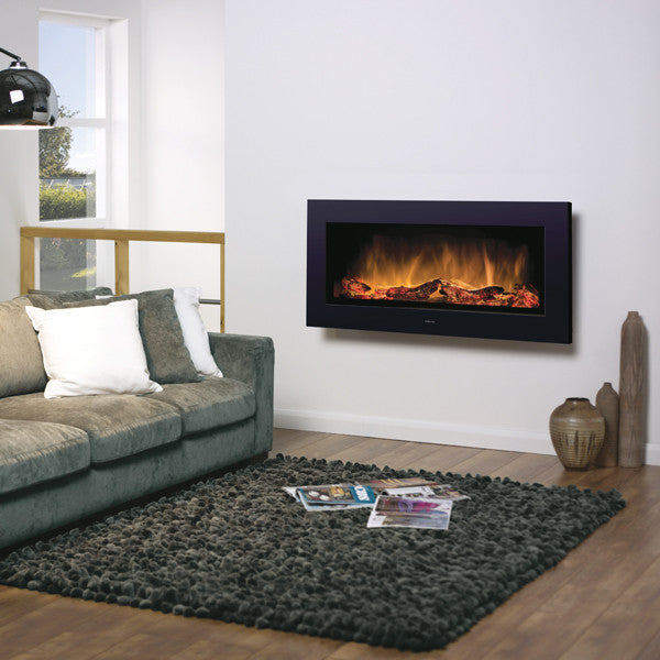 Room Setting Wall Mounted Dimplex SP16 Wall Mounted or Recessed Log Effect Electric Fire Anthracite Black