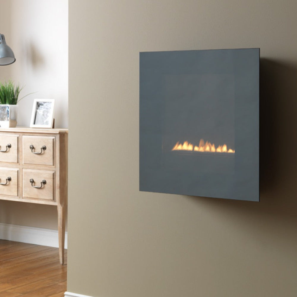 Ekofire 5010 Wall Mounted Flueless Gas Fire with Silver Glass Frame