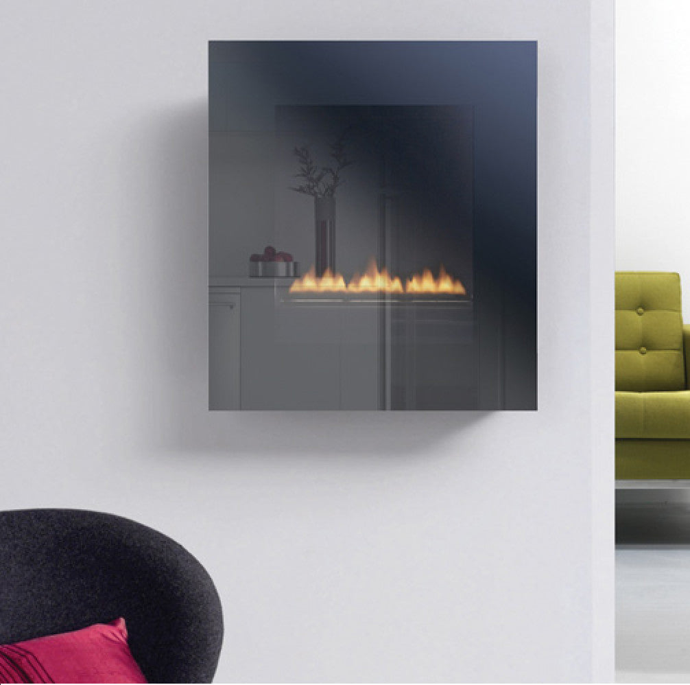 Ekofire 5010 Wall Mounted Flueless Gas Fire with Silver Glass Frame