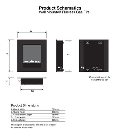 Ekofire 5010 Wall Mounted Flueless Gas Fire with Silver Glass Frame