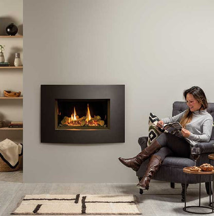 Gazco Riva2 600 Conventional Flue Log Effect Gas Fire with Verve XS Graphite Frame