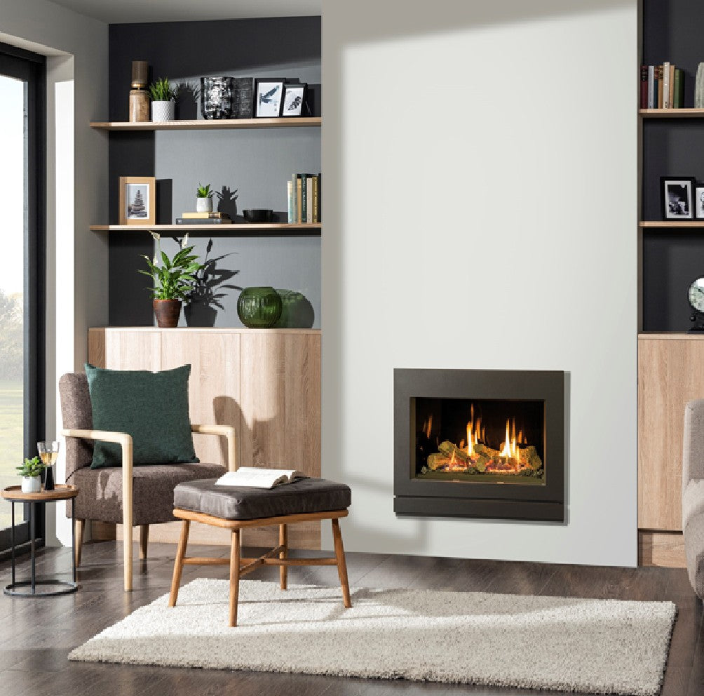 Gazco Riva2 600 Conventional Flue Log Effect Gas Fire with Designio2 Graphite Frame