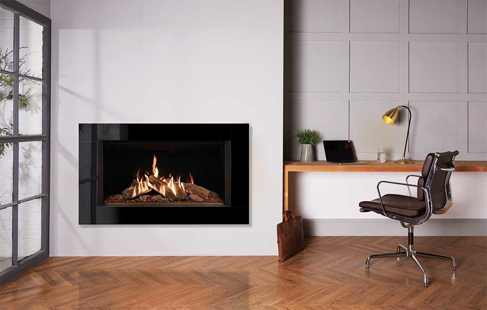 Gazco Reflex 105 Balanced Flue Gas Fire with Icon XS Black Glass Frame