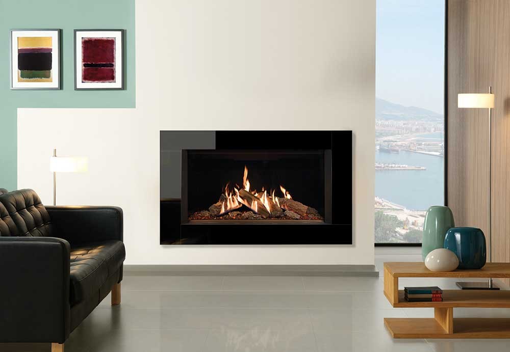 Gazco Reflex 105 Balanced Flue Gas Fire with Icon XS Black Glass Frame