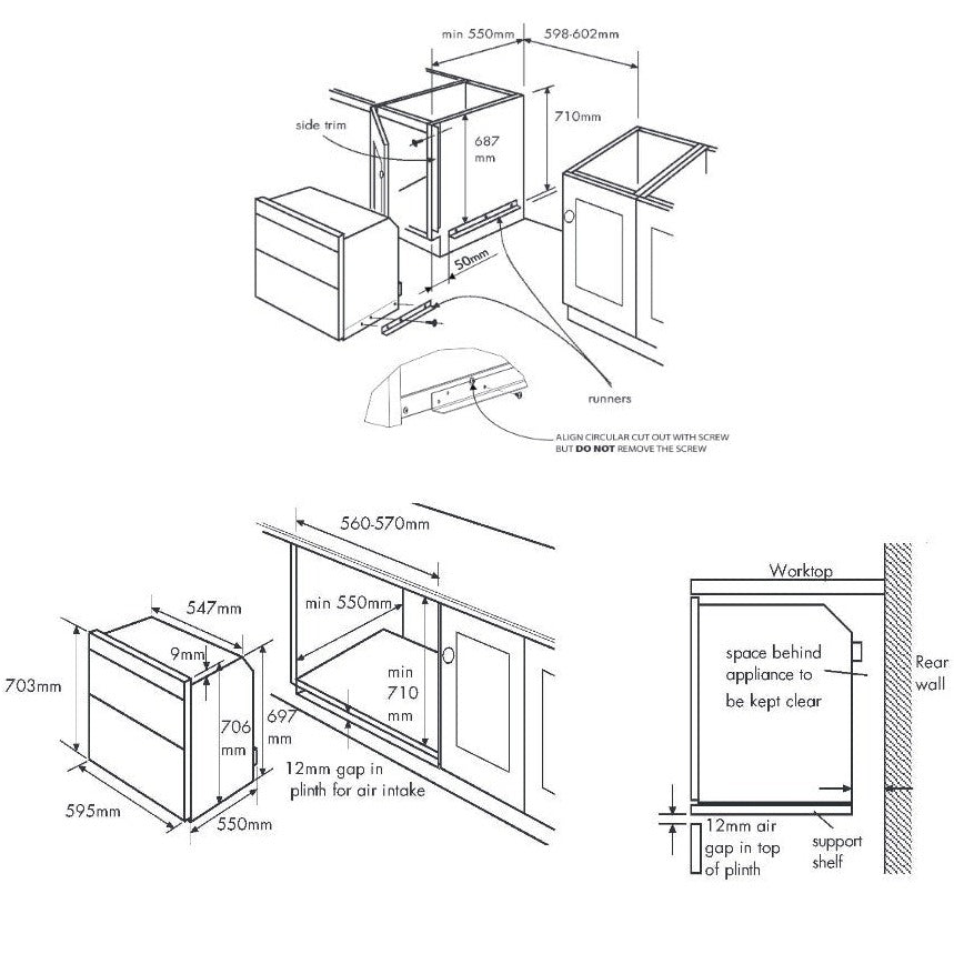 Dimensions of Stoves SGB700PS STA Stainless Steel Built In Double Gas Oven