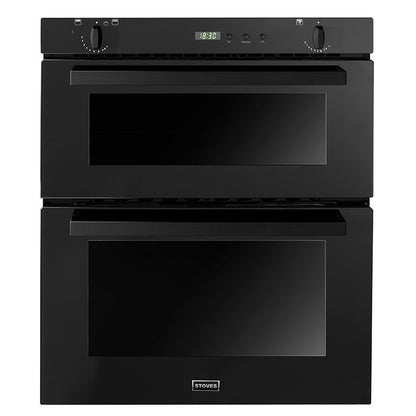 Stoves SGB700PS BLK Black Glass Under Counter Built In Double Gas Oven