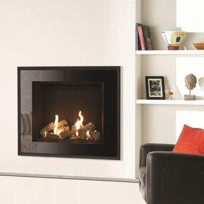 Gazco Riva2 750HL Balanced Flue Log Effect Gas Fire with Evoke Glass Frame