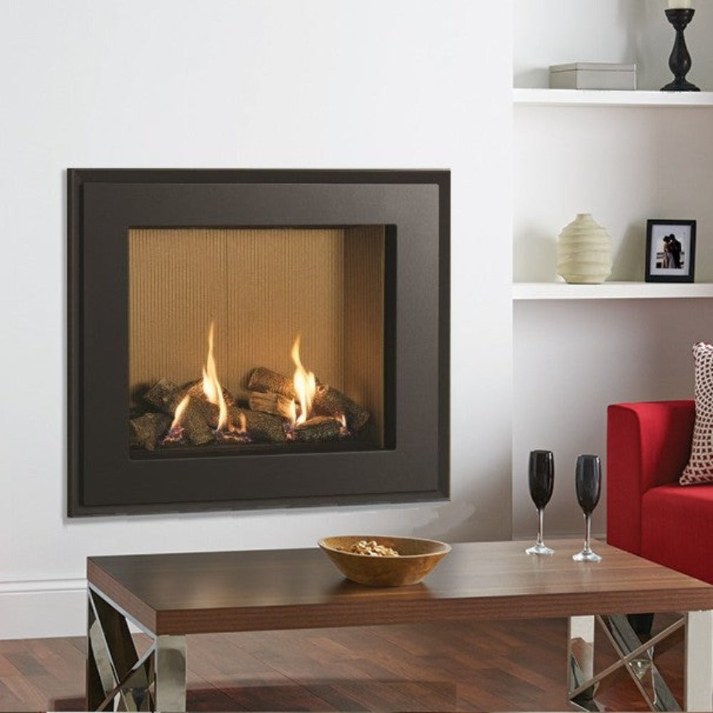 Gazco Riva2 750HL Balanced Flue Log Effect Gas Fire with Evoke Steel Frame