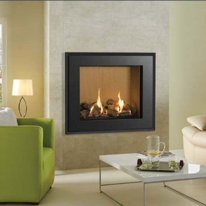 Gazco Riva2 750HL Balanced Flue Log Effect Gas Fire with Evoke Steel Frame