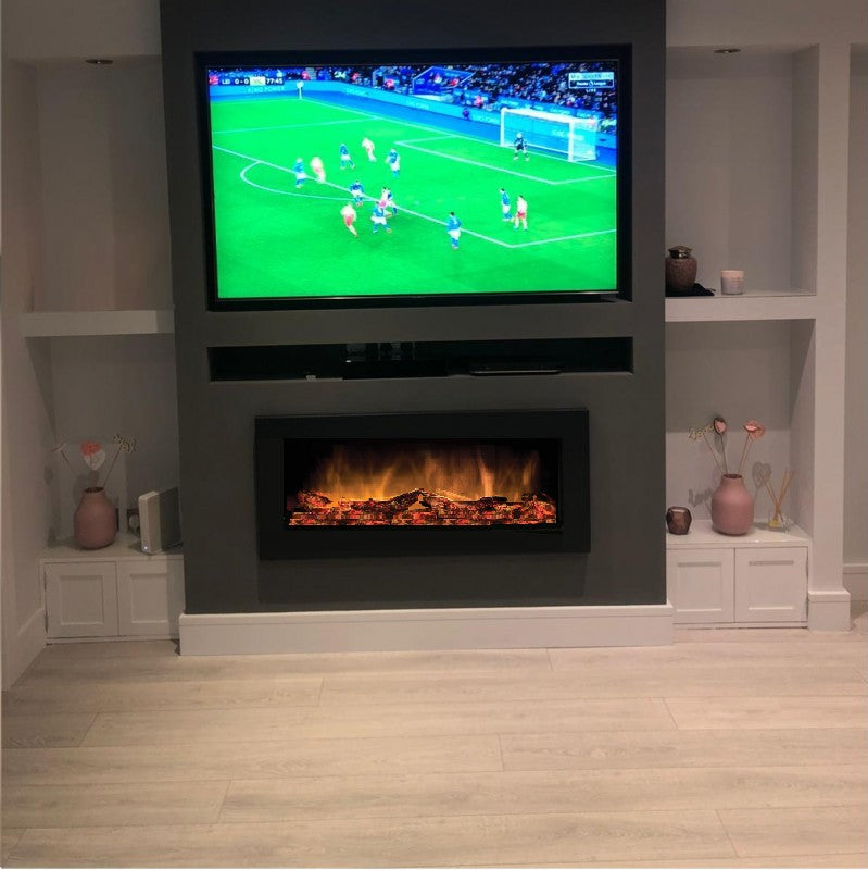 Dimplex SP16 Wall Mounted or Recessed Log Effect Electric Fire Anthracite Black