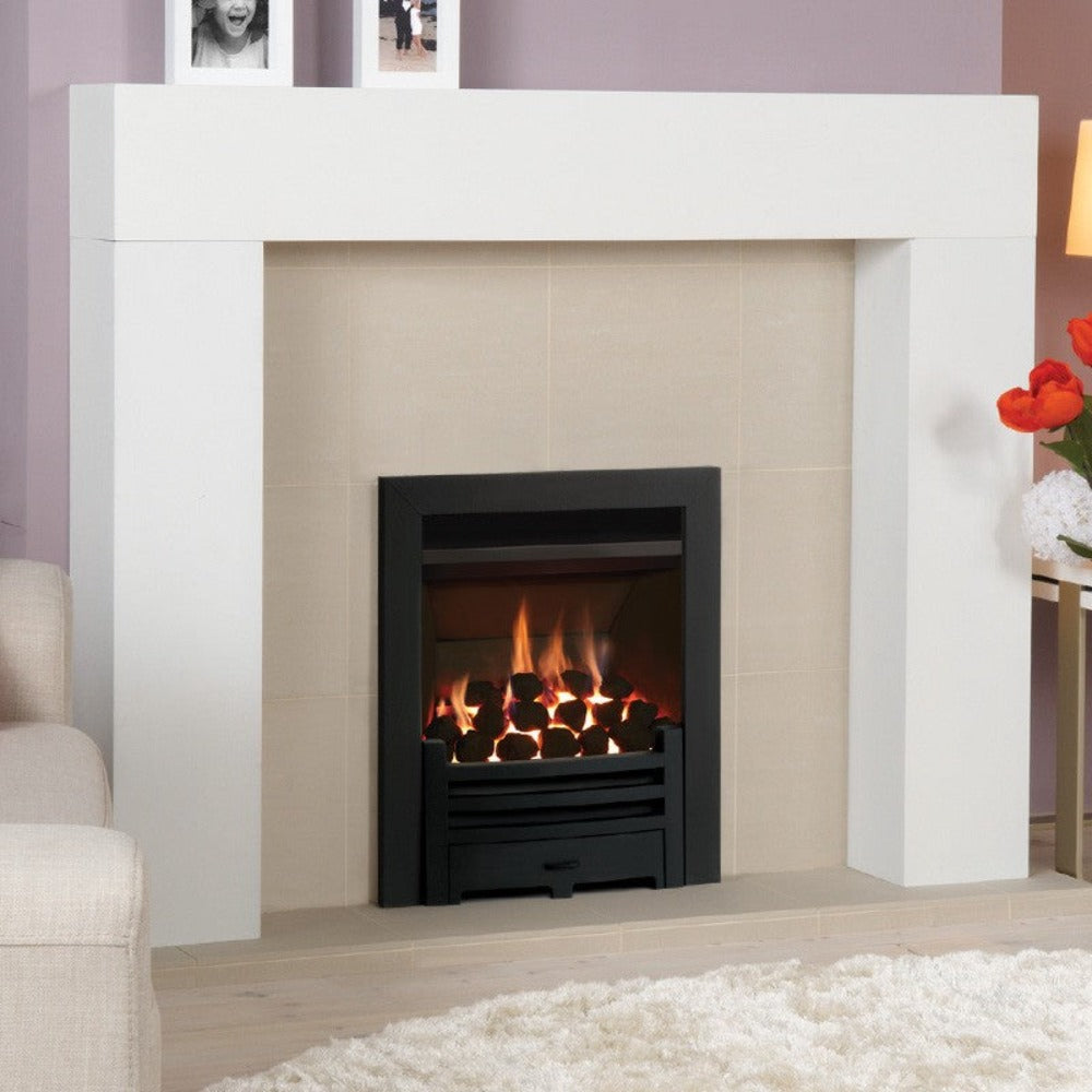 Gazco Logic HE Conventional Flue Coal Effect Gas Fire with Black Arts Frame and Front