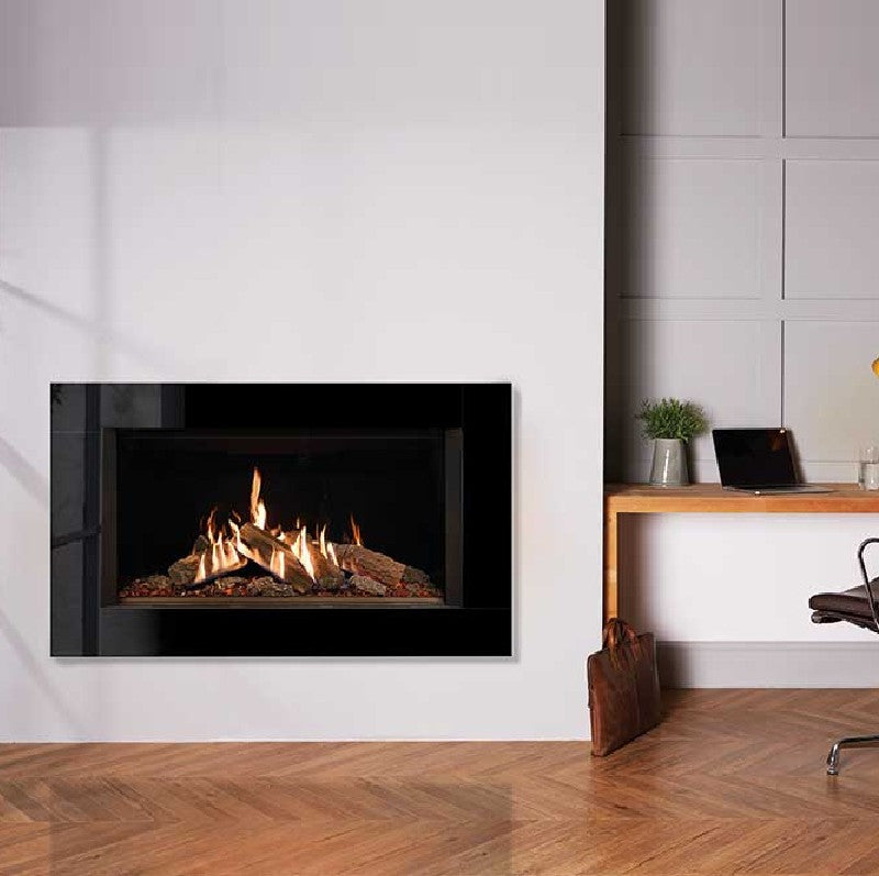 Gazco Reflex 105 Conventional Flue Gas Fire with Icon XS Black Glass Frame